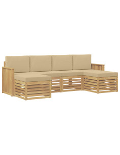 Set di divani da esterno 6 pcs Bianco e Beige 2