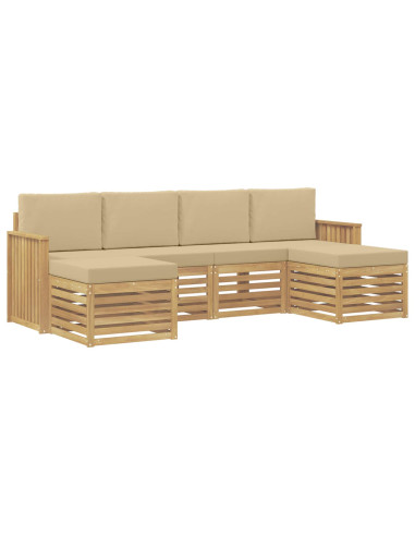 Set di divani da esterno 6 pcs Bianco e Beige
