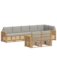 Set di divani da esterno 8 pcs Bianco e Grigio Chiaro 2
