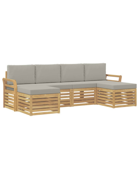 Set di divani da esterno 6 pcs Bianco e Grigio Chiaro