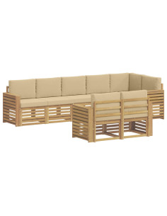 Set di divani da esterno 8 pcs Bianco e Beige 2