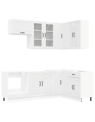 Unità Cucina LUCCA 8 pcs Bianco Lucido Legno ingegnerizzato