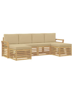 Set di divani da esterno 6 pcs Bianco e Beige 2