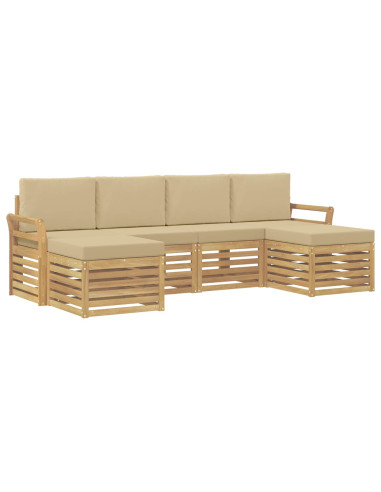 Set di divani da esterno 6 pcs Bianco e Beige