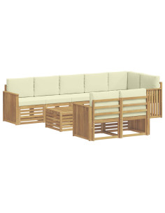 Set di divani da esterno 9 pcs Bianco e Crema 59 x 59 x 37 cm 2