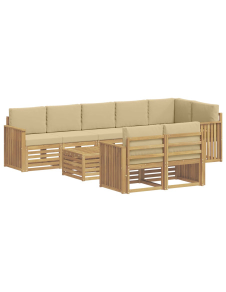 Set di divani da esterno 9 pcs Bianco e Beige 59 x 59 x 37 cm