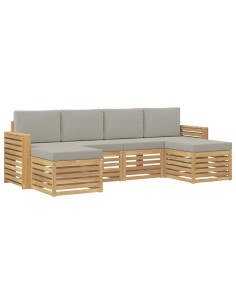 Set di divani da esterno 6 pcs Bianco e Grigio Chiaro 2