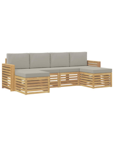 Set di divani da esterno 6 pcs Bianco e Grigio Chiaro