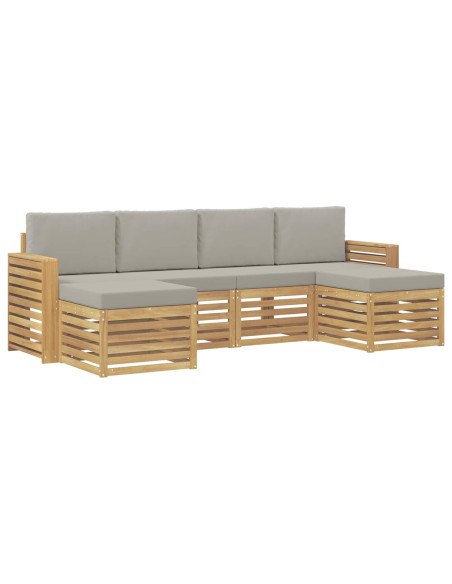 Set di divani da esterno 6 pcs Bianco e Grigio Chiaro