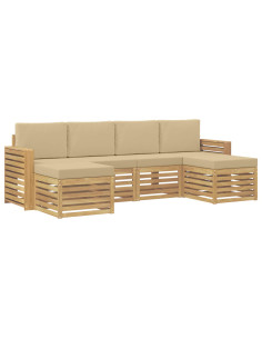 Set di divani da esterno 6 pcs Bianco e Beige 2