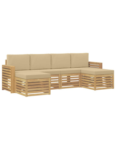 Set di divani da esterno 6 pcs Bianco e Beige