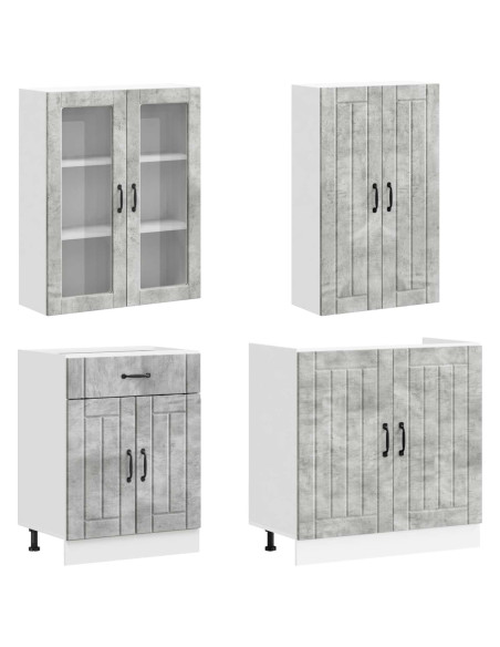 Unità Cucina LUCCA 8 pcs Grigio Cemento Legno ingegnerizzato