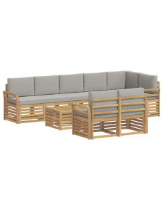 Set di divani da esterno 9 pcs Bianco e Grigio Chiaro 2