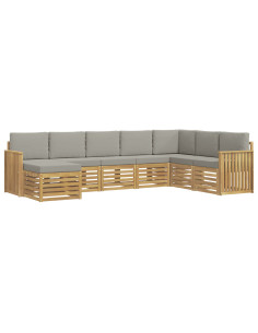 Set di divani da esterno 8 pcs Bianco e Grigio Chiaro 2