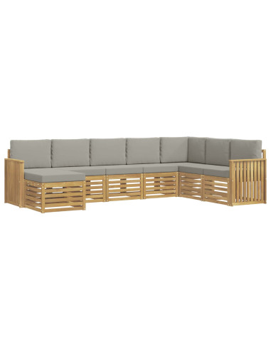 Set di divani da esterno 8 pcs Bianco e Grigio Chiaro
