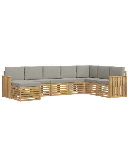 Set di divani da esterno 8 pcs Bianco e Grigio Chiaro