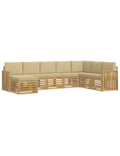 Set di divani da esterno 8 pcs Bianco e Beige 2