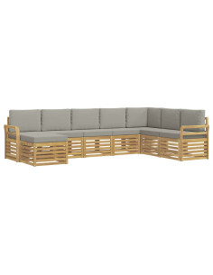 Set di divani da esterno 8 pcs Bianco e Grigio Chiaro 2