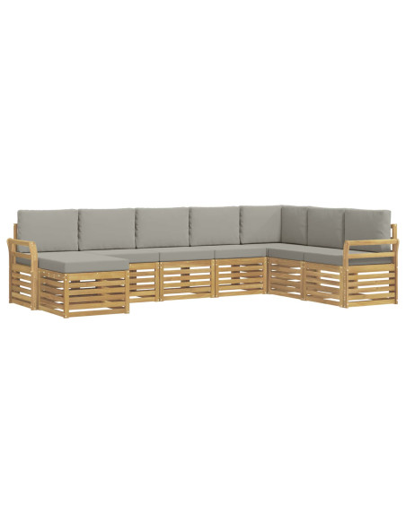 Set di divani da esterno 8 pcs Bianco e Grigio Chiaro