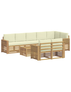 Set di divani da esterno 9 pcs Bianco e Crema 59 x 59 x 37 cm 2