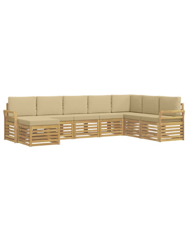 Set di divani da esterno 8 pcs Bianco e Beige 308 x 190 x 73 cm