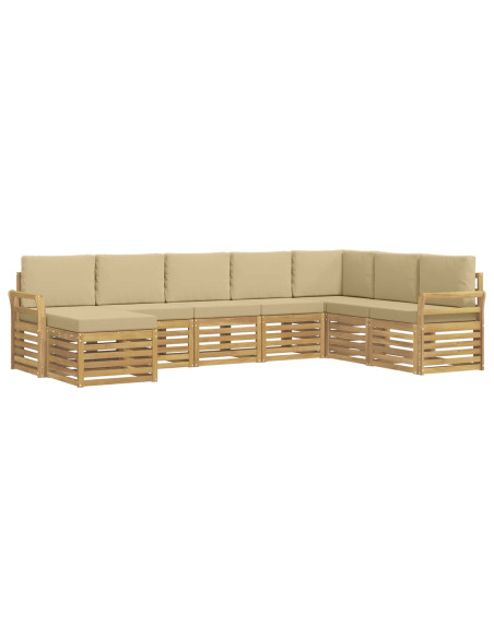 Set di divani da esterno 8 pcs Bianco e Beige 308 x 190 x 73 cm