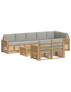 Set di divani da esterno 9 pcs Bianco e Grigio Chiaro 2