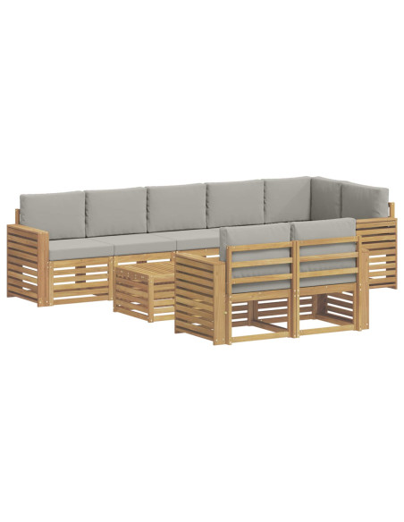 Set di divani da esterno 9 pcs Bianco e Grigio Chiaro
