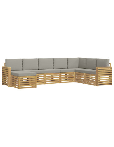 Set di divani da esterno 8 pcs Bianco e Grigio Chiaro