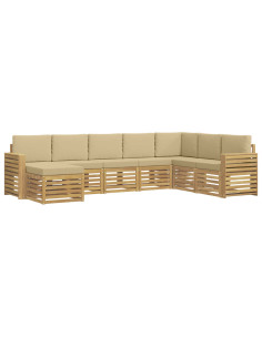 Set di divani da esterno 8 pcs Bianco e Beige 2