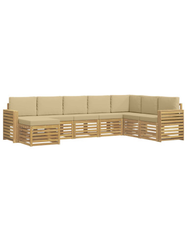 Set di divani da esterno 8 pcs Bianco e Beige