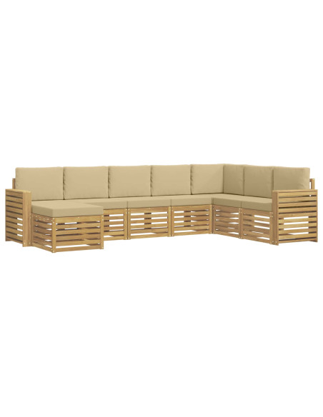 Set di divani da esterno 8 pcs Bianco e Beige