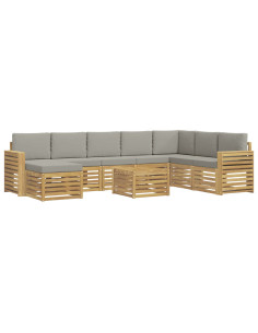 Set di divani da esterno 9 pcs Bianco e Grigio Chiaro 2