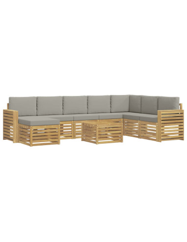 Set di divani da esterno 9 pcs Bianco e Grigio Chiaro
