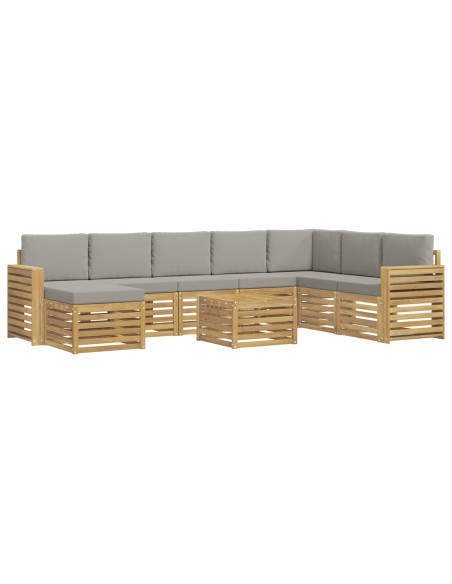 Set di divani da esterno 9 pcs Bianco e Grigio Chiaro