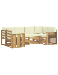 Set di divani da esterno 6 pcs Bianco e Crema 2