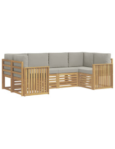 Set di divani da esterno 6 pcs Bianco e Grigio Chiaro 2