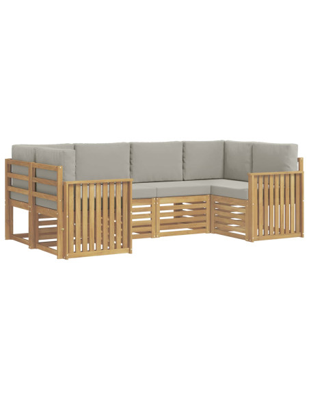 Set di divani da esterno 6 pcs Bianco e Grigio Chiaro