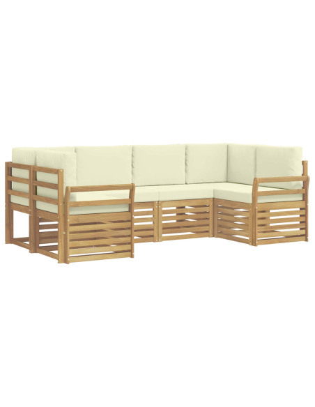 Set di divani da esterno 6 pcs Bianco e Crema