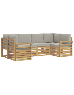 Set di divani da esterno 6 pcs Bianco e Grigio Chiaro 2