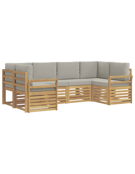 Set di divani da esterno 6 pcs Bianco e Grigio Chiaro