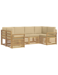 Set di divani da esterno 6 pcs Bianco e Beige 2