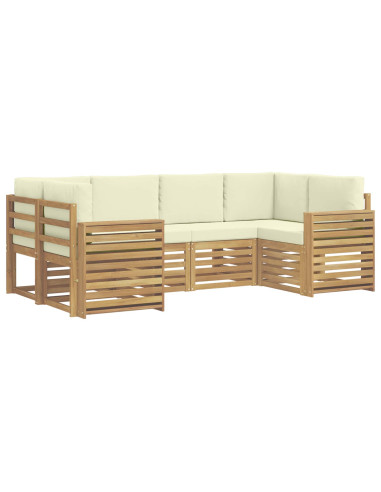 Set di divani da esterno 6 pcs Bianco e Crema