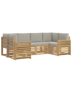 Set di divani da esterno 6 pcs Bianco e Grigio Chiaro 2