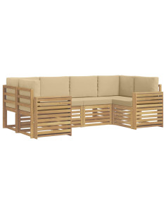 Set di divani da esterno 6 pcs Bianco e Beige 2