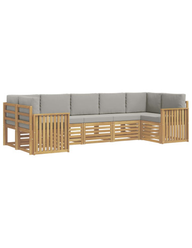Set di divani da esterno 7 pcs Bianco e Grigio Chiaro