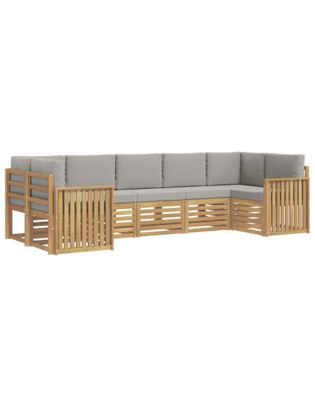Set di divani da esterno 7 pcs Bianco e Grigio Chiaro