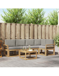 Set di divani da esterno 6 pcs Bianco e Grigio Chiaro