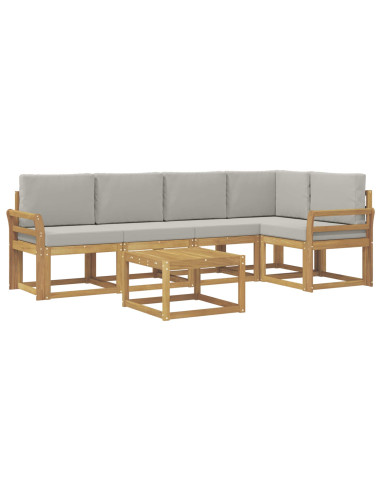 Set di divani da esterno 6 pcs Bianco e Grigio Chiaro
