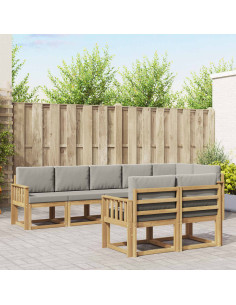 Set di divani da esterno 8 pcs Bianco e Grigio Chiaro